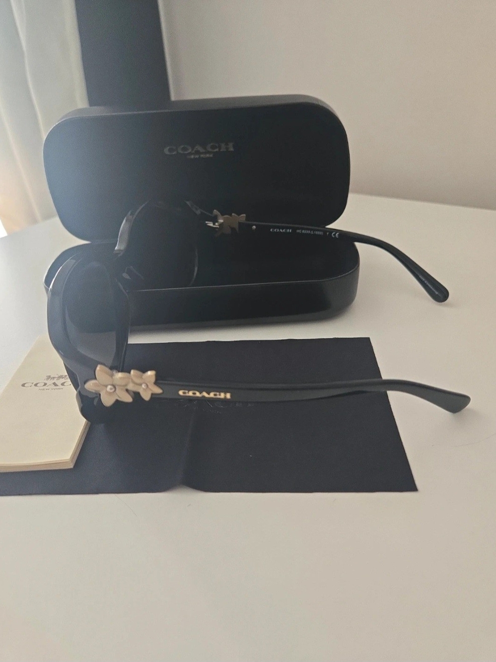 COACH Black Floral Accent Women's Sunglasses